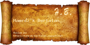 Hamrák Bertalan névjegykártya